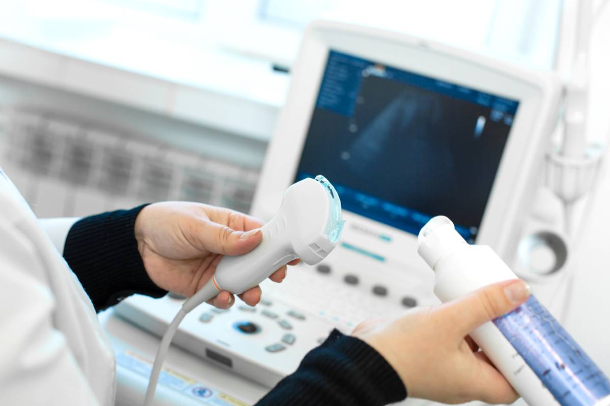 Person operating an ultrasound at work