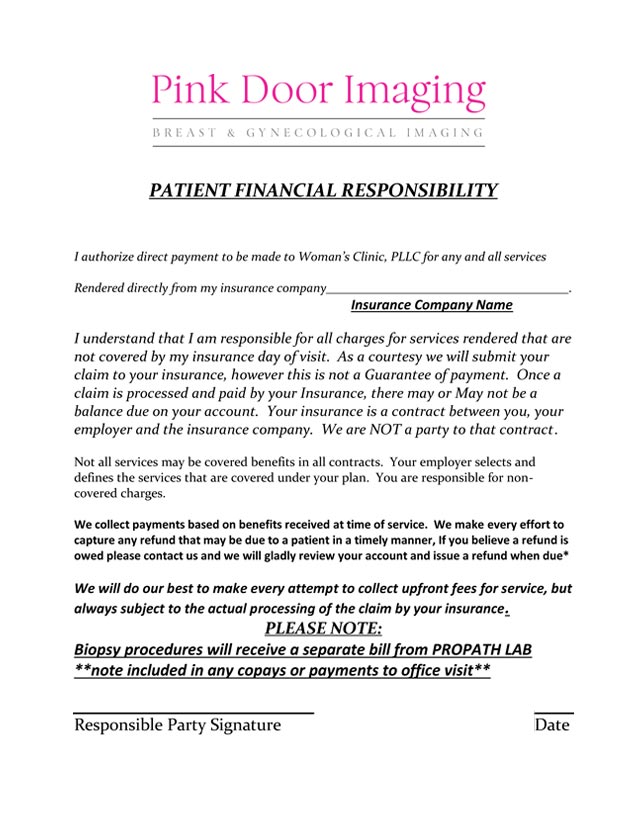 Image of Patient Financial Policy Form